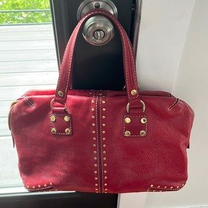 Michael Kors gold hardware and red leather purse